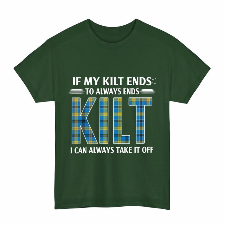 Scottish Laing Clan Tartan Kilt Pride T-Shirt Tartan Plaid Forest Green Color