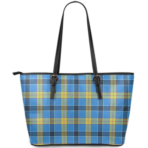 Scottish Laing Clan Tartan Leather Tote Tartan Plaid