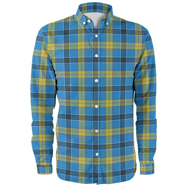Scottish Laing Clan Tartan Long Sleeve Shirt Front Side Tartan Plaid