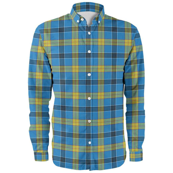 Scottish Laing Clan Tartan Long Sleeve Shirt Front Side Tartan Plaid