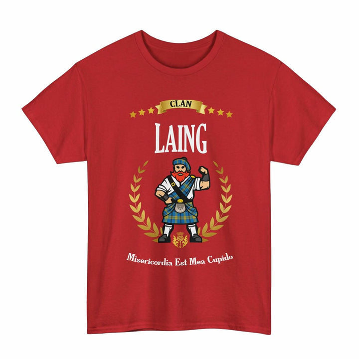Scottish Laing Clan Tartan T-Shirt - Motto Scotsman Tartan Plaid Red Color