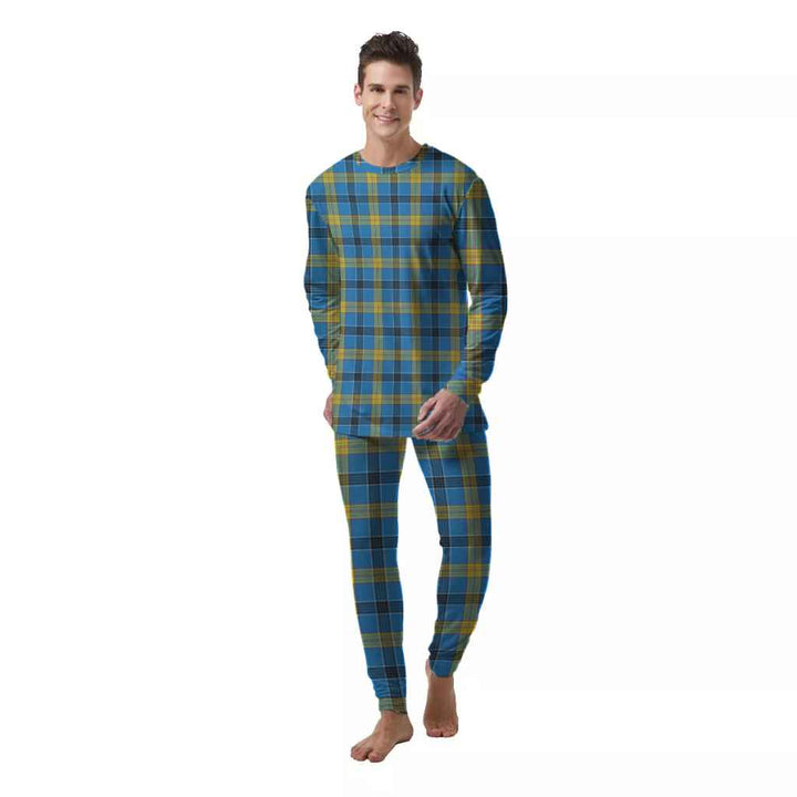 Scottish Laing Clan Tartan Pajama Set  Men Front Side Tartan Plaid