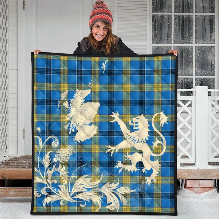 Scottish Laing Clan Tartan Quilt Rampant Lion with Thistle Tartan Plaid 3