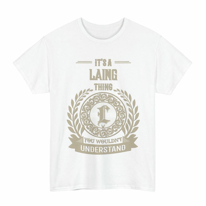 Scottish Laing Clan Tartan T-Shirt - Vintage Family Name Tartan Plaid White Color