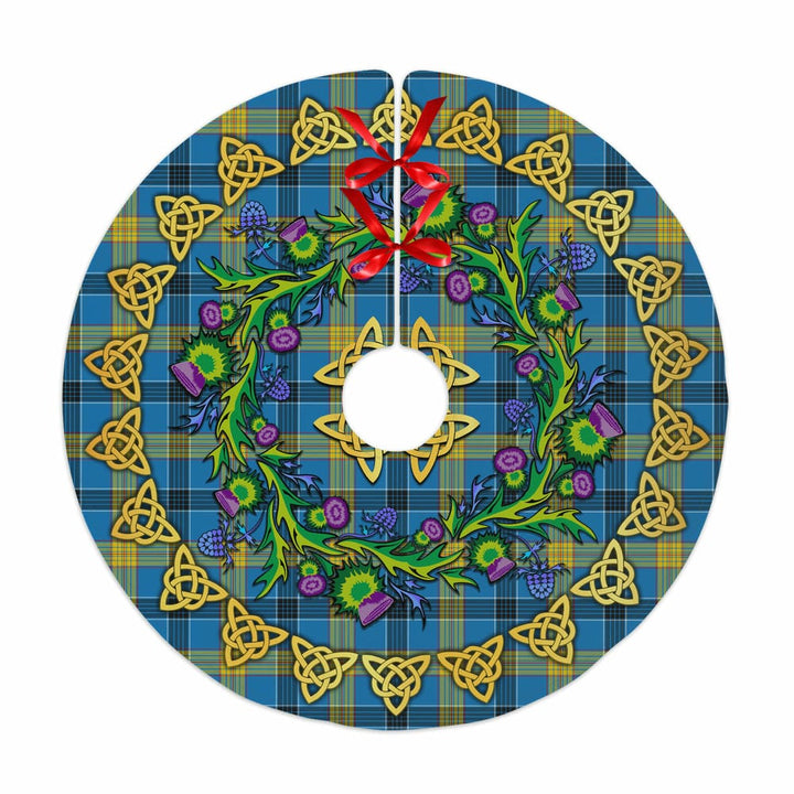 Scottish Laing Clan Tartan Thistle Celtic Knot Christmas Tree Skirt No Tassels Tartan Plaid 1