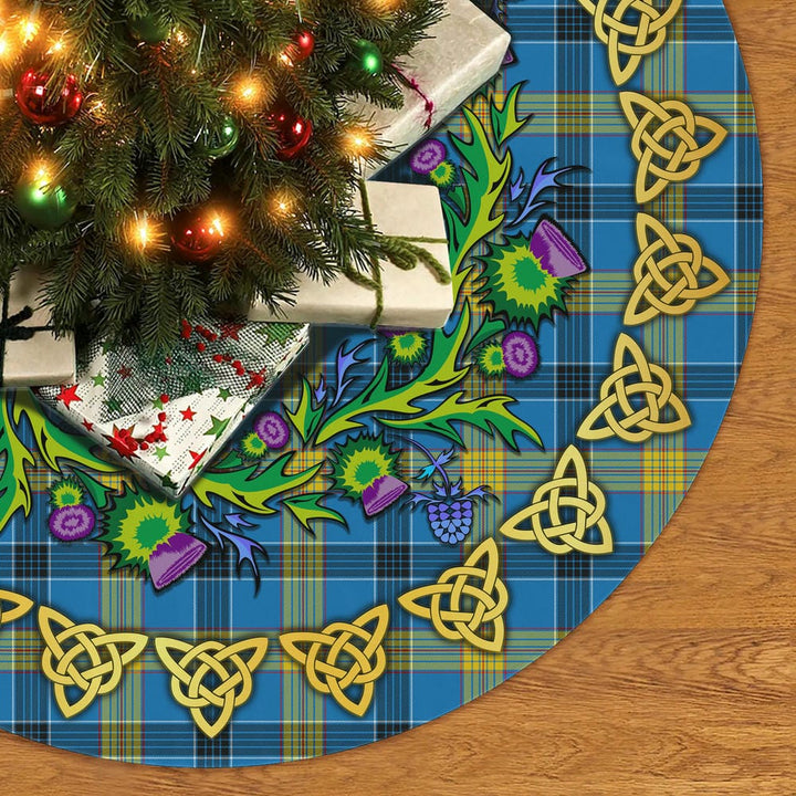 Scottish Laing Clan Tartan Thistle Celtic Knot Christmas Tree Skirt No Tassels Tartan Plaid 2