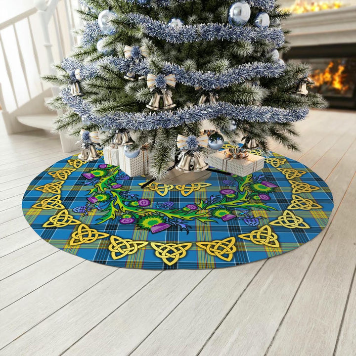 Scottish Laing Clan Tartan Thistle Celtic Knot Christmas Tree Skirt No Tassels Tartan Plaid 3