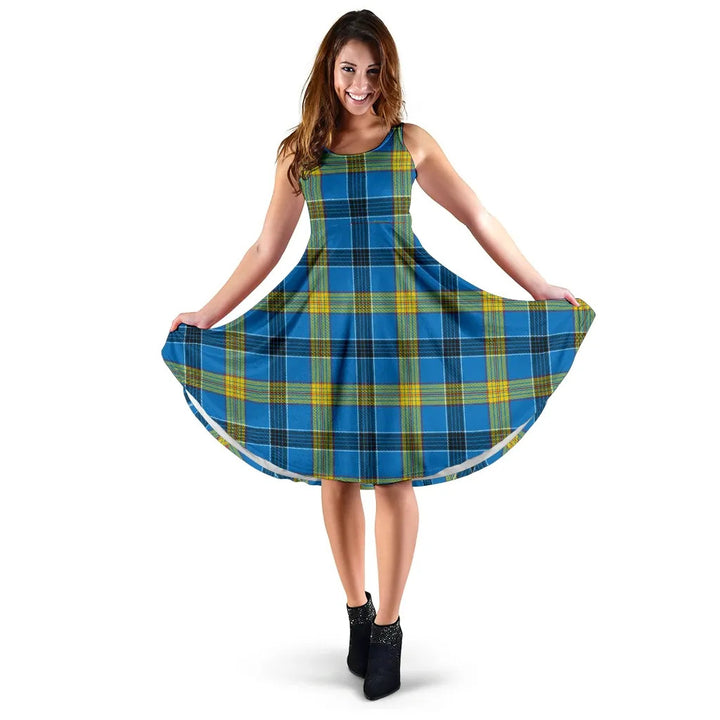 Scottish Laing Clan Tartan Women Midi Dress