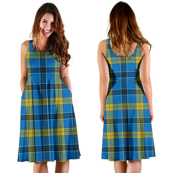 Scottish Laing Clan Tartan Women Midi Dress