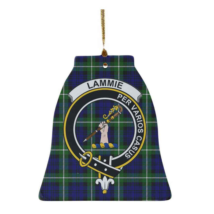 Scottish Lammie Clan Crest Tartan Ceramic Ornament Bell Shape Tartan Plaid