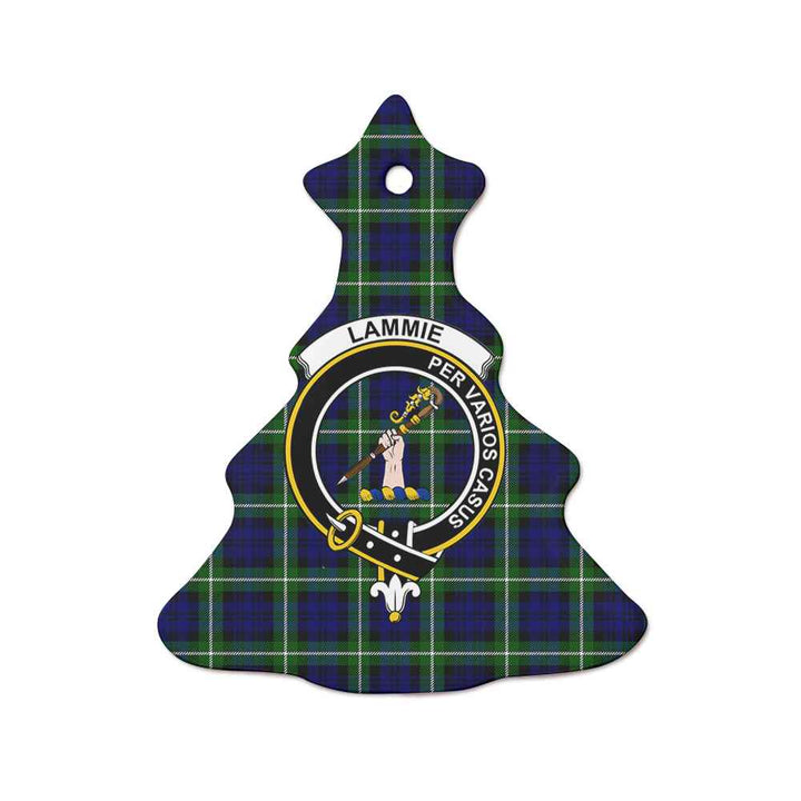 Scottish Lammie Clan Crest Tartan Ceramic Ornament Tree Shape Tartan Plaid