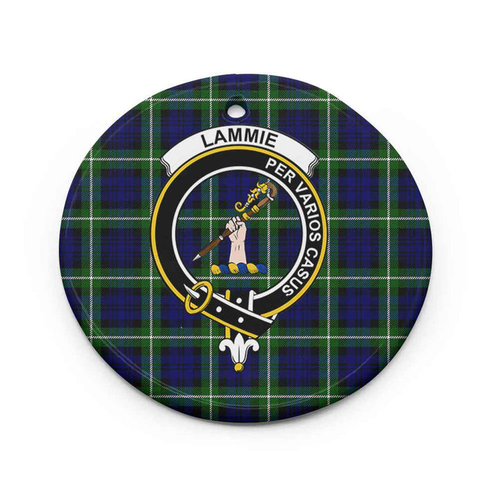 Scottish Lammie Clan Crest Tartan Ceramic Ornament Circle Shape Tartan Plaid