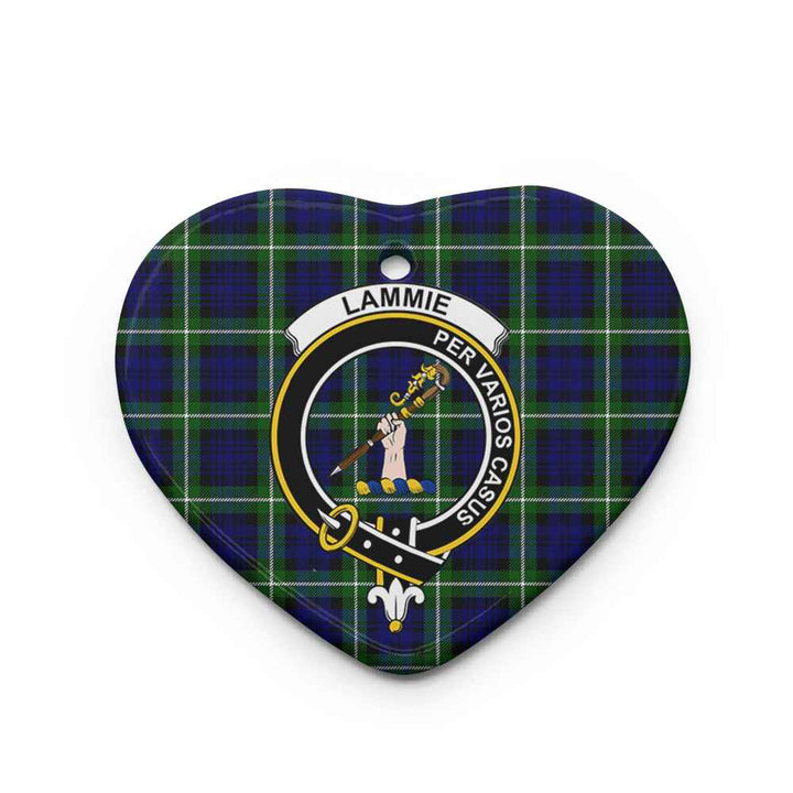 Scottish Lammie Clan Crest Tartan Ceramic Ornament Heart Shape Tartan Plaid