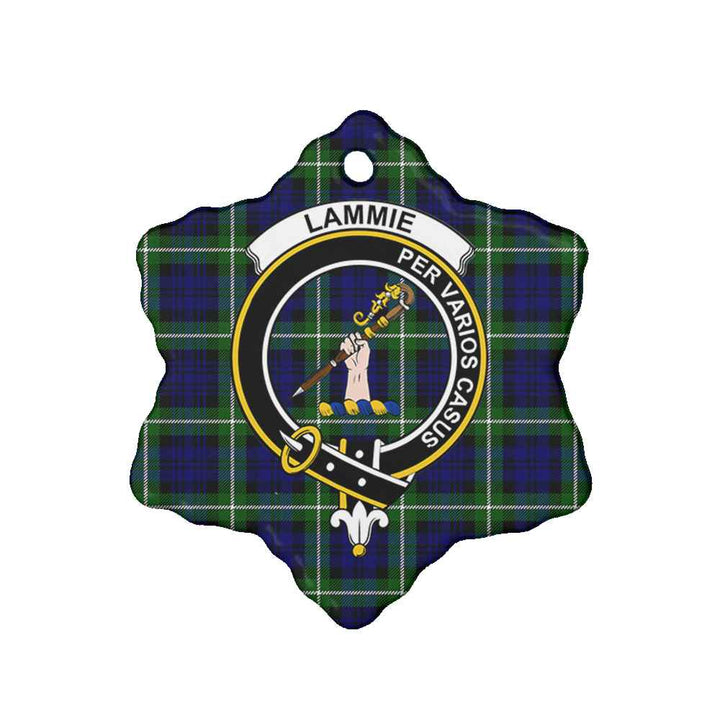 Scottish Lammie Clan Crest Tartan Ceramic Ornament Snow Flake Shape Tartan Plaid