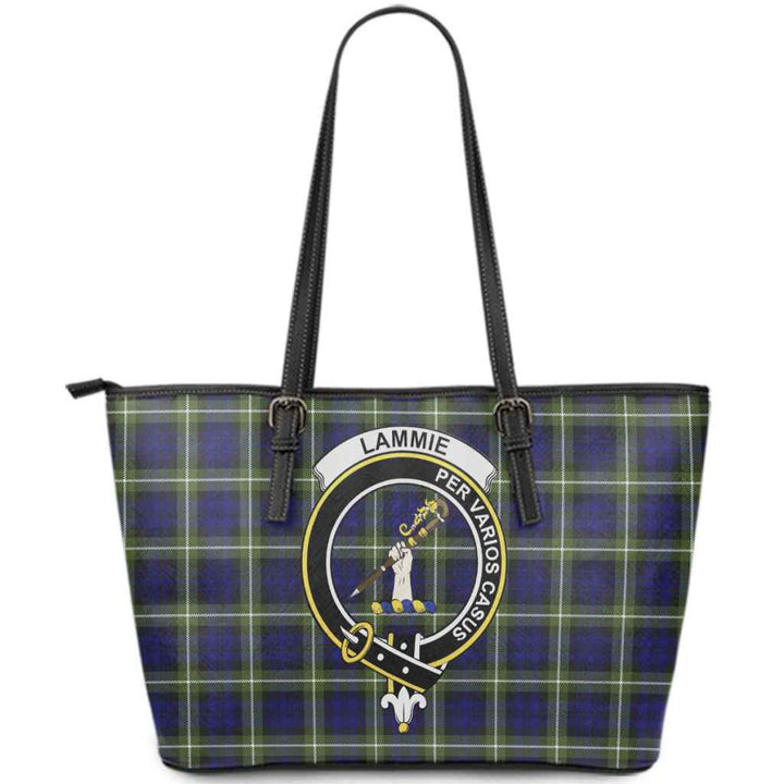 Scottish Lammie Clan Crest Tartan Leather Tote Tartan Plaid