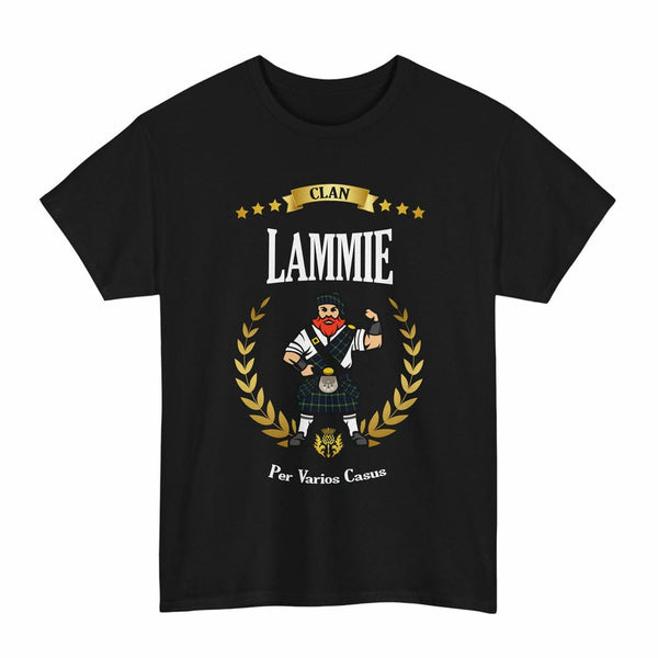 Scottish Lammie Clan Tartan T-Shirt - Motto Scotsman Tartan Plaid Black Color