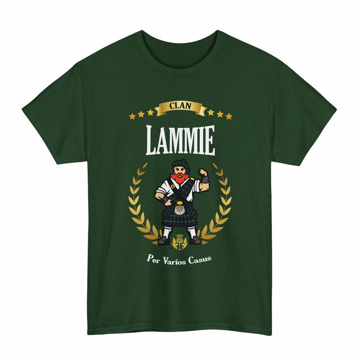 Scottish Lammie Clan Tartan T-Shirt - Motto Scotsman Tartan Plaid Forest Green Color