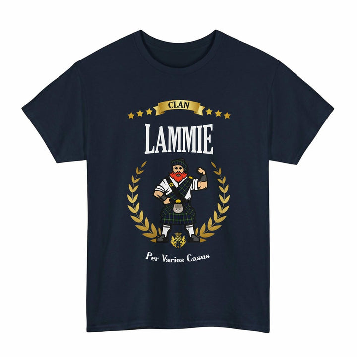Scottish Lammie Clan Tartan T-Shirt - Motto Scotsman Tartan Plaid Navy Color