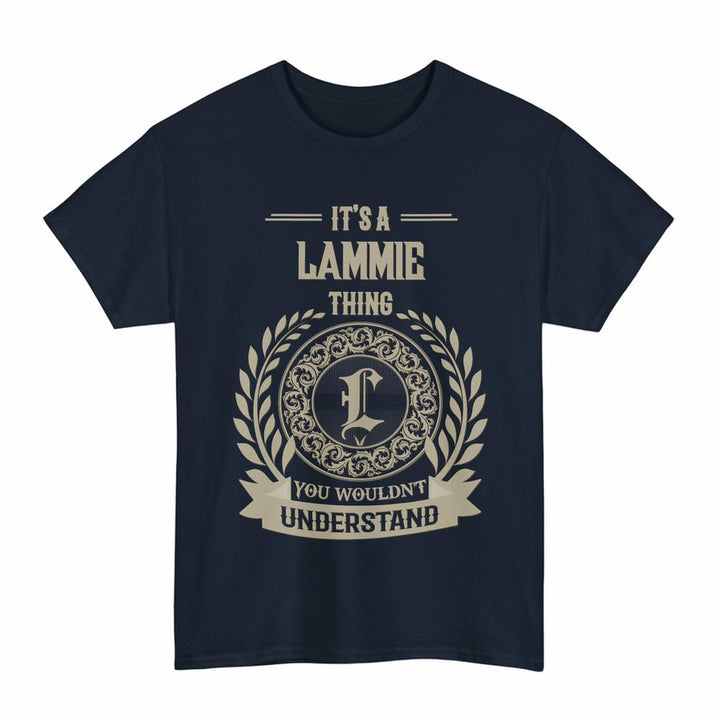 Scottish Lammie Clan Tartan T-Shirt - Vintage Family Name Tartan Plaid Navy Color