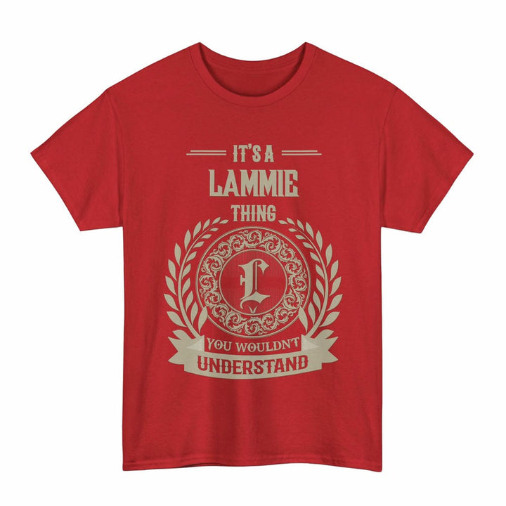 Scottish Lammie Clan Tartan T-Shirt - Vintage Family Name Tartan Plaid Red Color
