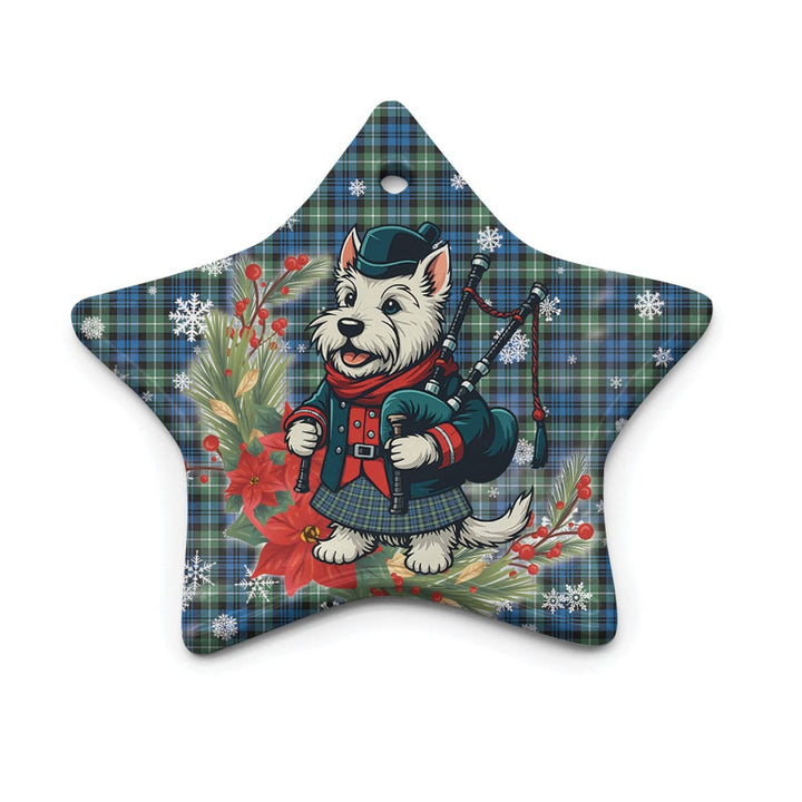 Scottish Lamont Ancient Clan Tartan Ceramic Ornament Cute Scottish Terrier Dog Star Style Tartan Plaid
