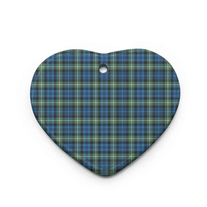 Scottish Lamont Ancient Clan Tartan Ceramic Ornament Heart Shape Tartan Plaid