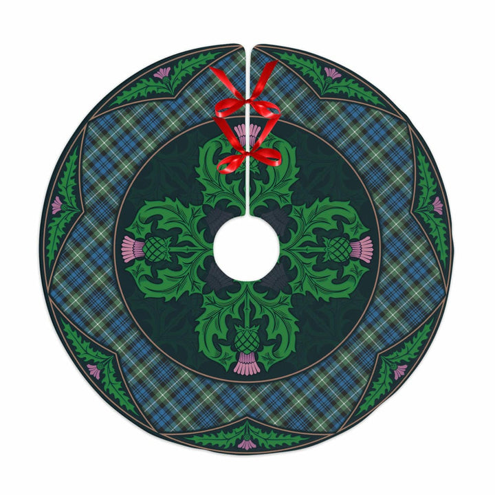 Scottish Lamont Ancient Clan Tartan Christmas Tree Skirt Old Scottish Thistle Flower No Tassels Tartan Plaid 1