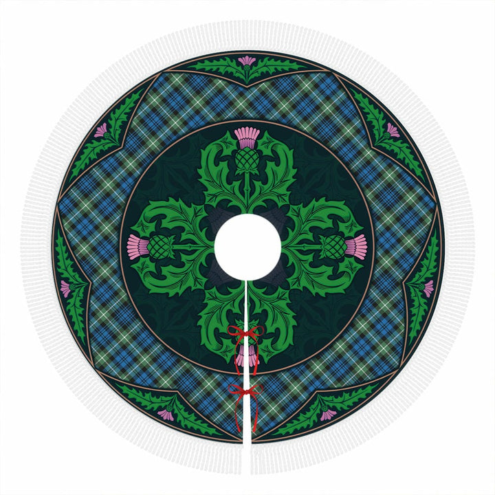 Scottish Lamont Ancient Clan Tartan Christmas Tree Skirt Old Scottish Thistle Flower Tassels Tartan Plaid 1