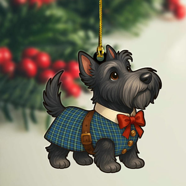 Scottish Lamont Ancient Clan Tartan Ornament Scottie Dog Tartan Plaid