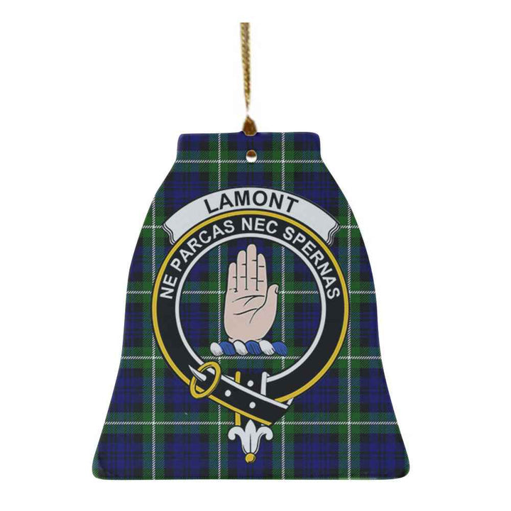 Scottish Lamont Clan Crest Tartan Ceramic Ornament Bell Shape Tartan Plaid
