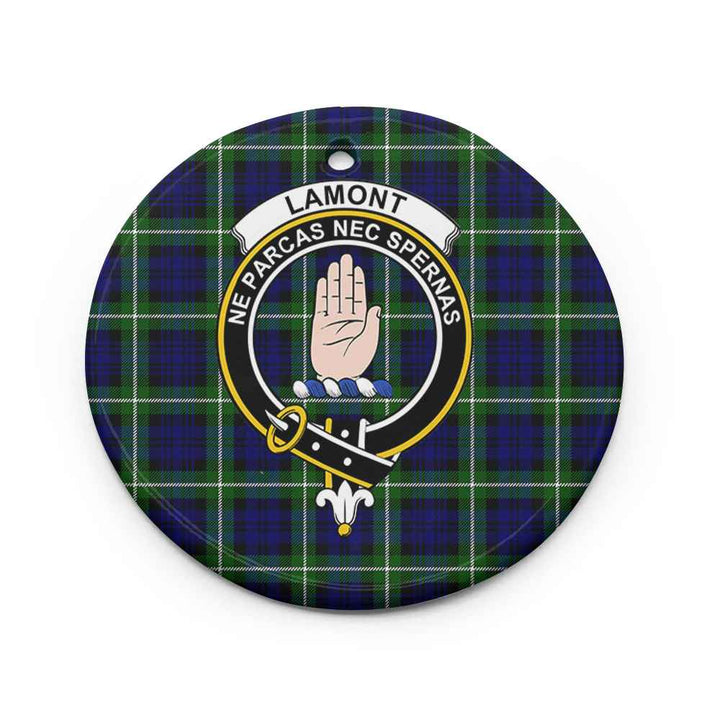 Scottish Lamont Clan Crest Tartan Ceramic Ornament Circle Shape Tartan Plaid
