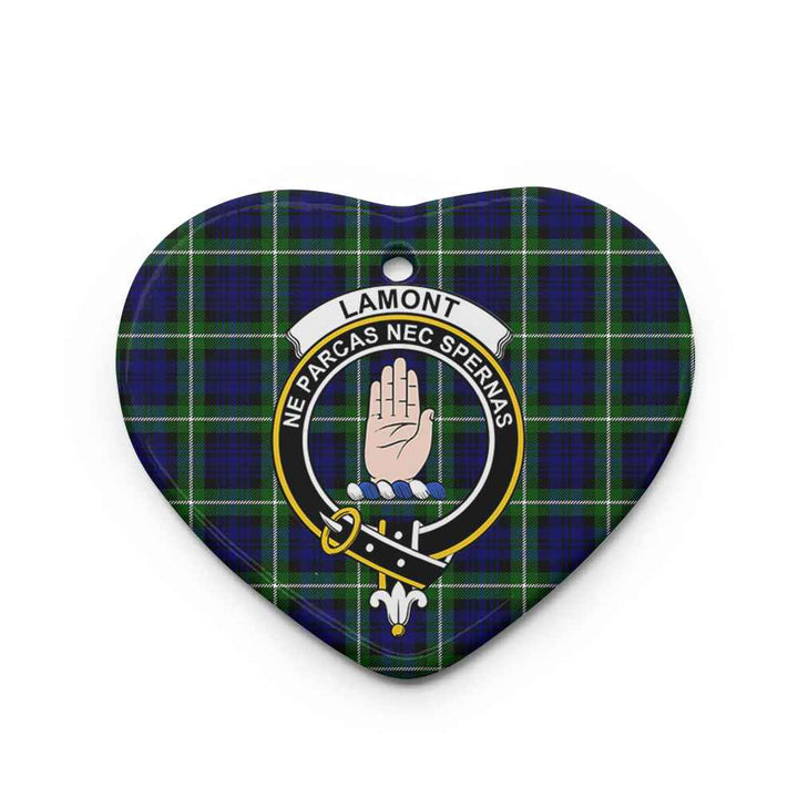 Scottish Lamont Clan Crest Tartan Ceramic Ornament Heart Shape Tartan Plaid