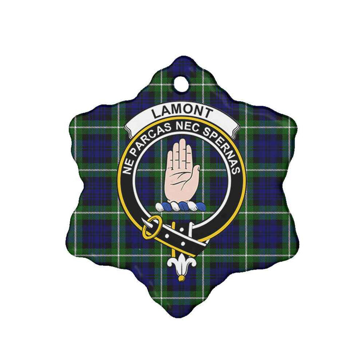 Scottish Lamont Clan Crest Tartan Ceramic Ornament Snow Flake Shape Tartan Plaid