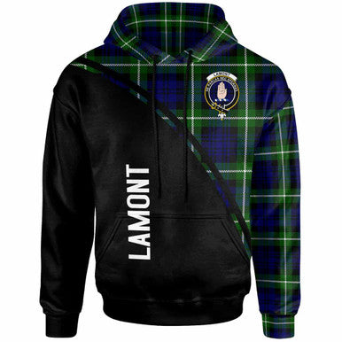 Scottish Lamont Clan Crest Tartan Curve Hoodie Front Side Tartan Plaid