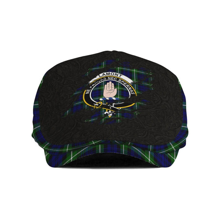 Scottish Lamont Clan Crest Tartan Flat Cap - Scratch Style Tartan Plaid 1