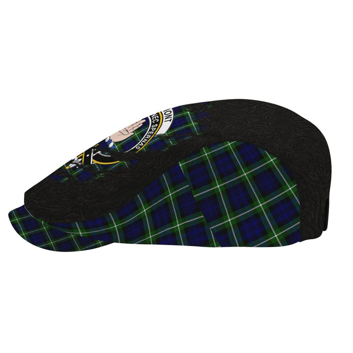 Scottish Lamont Clan Crest Tartan Flat Cap - Scratch Style Tartan Plaid 3