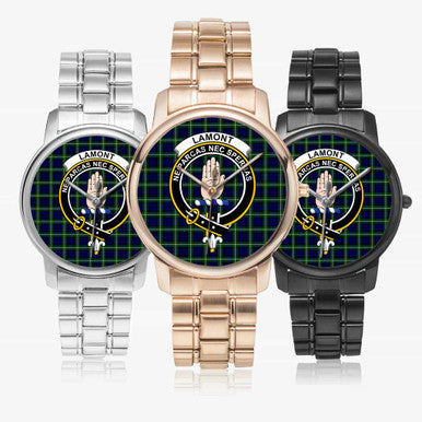 Scottish Lamont Clan Crest Tartan Folding Clasp Steel Quartz Watches Tartan Plaid All