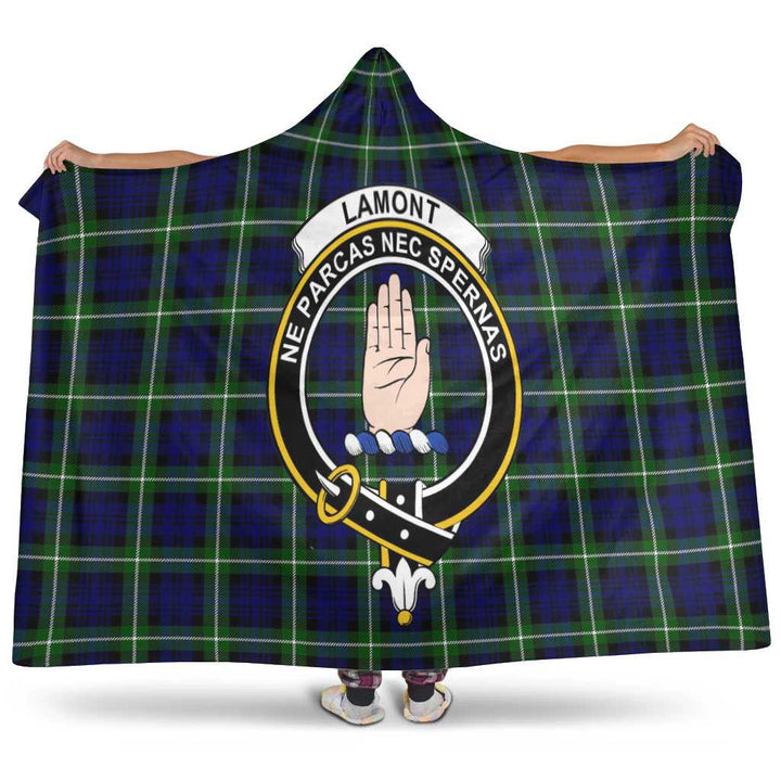 Scottish Lamont Clan Crest Tartan Hooded Blanket Tartan Plaid 1