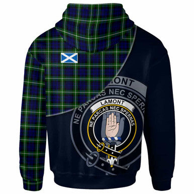 Scottish Lamont Clan Crest Tartan Hoodie - Bend Style Back Side Tartan Plaid