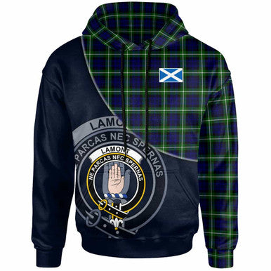 Scottish Lamont Clan Crest Tartan Hoodie - Bend Style Front Side Tartan Plaid
