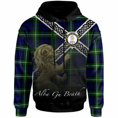 Scottish Lamont Clan Crest Tartan Hoodie - Scotland Lion Front Side Tartan Plaid