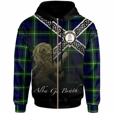 Scottish Lamont Clan Crest Tartan Hoodie - Scotland Lion Zip-up Tartan Plaid
