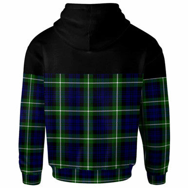 Scottish Lamont Clan Crest Tartan Hoodie - Horizontal Style Back Side Tartan Plaid