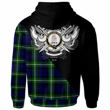 Scottish Lamont Clan Crest Tartan Hoodie - Military Logo Back Side Tartan Plaid