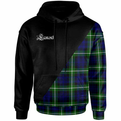 Scottish Lamont Clan Crest Tartan Hoodie - Military Logo Front Side Tartan Plaid