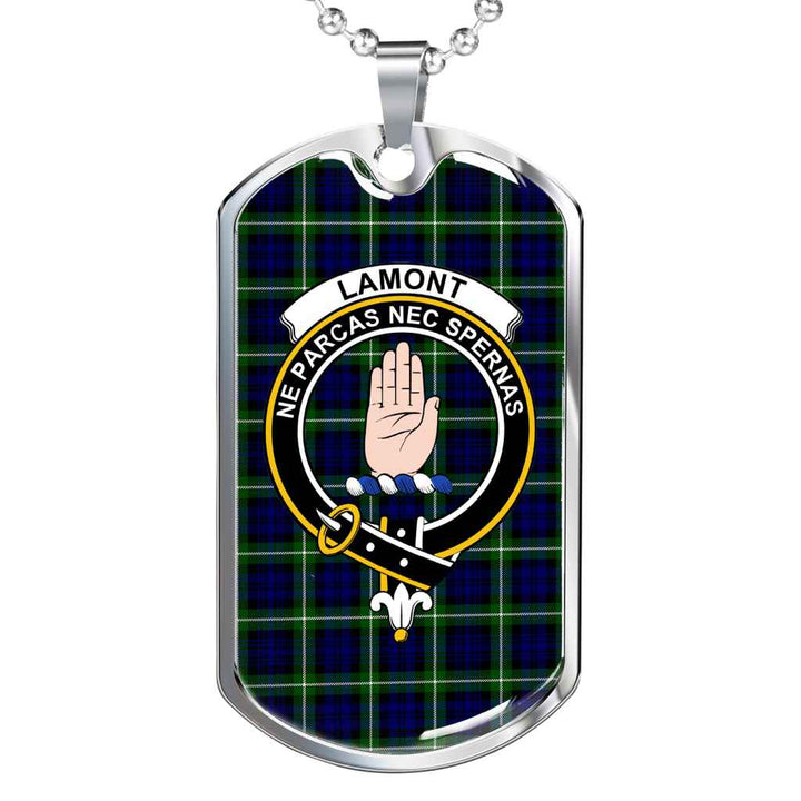 Scottish Lamont Clan Crest Tartan Military Dog Tag Necklace Tartan Plaid 1