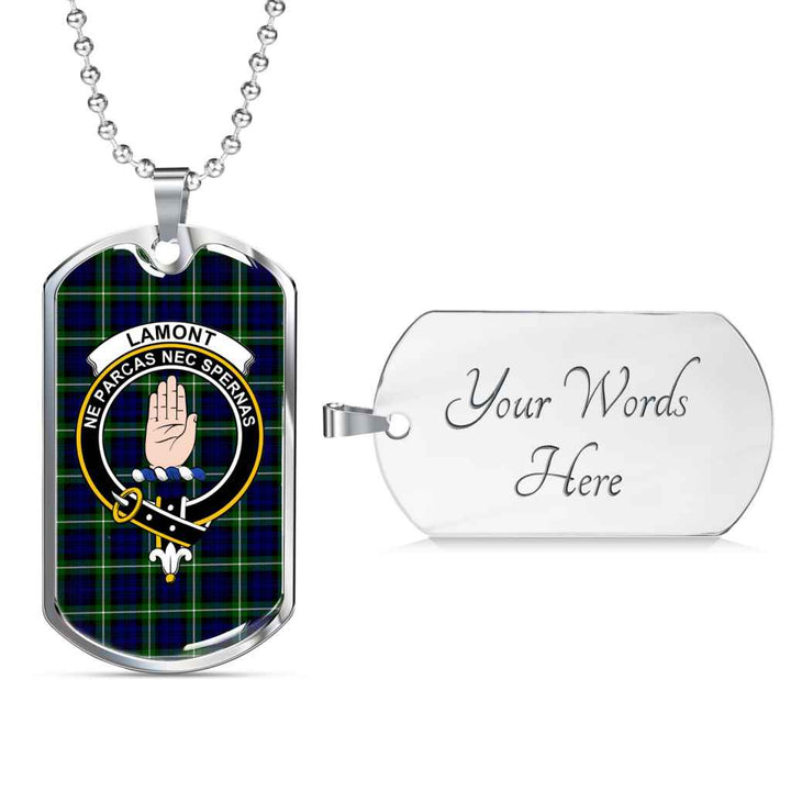 Scottish Lamont Clan Crest Tartan Military Dog Tag Necklace Tartan Plaid 3