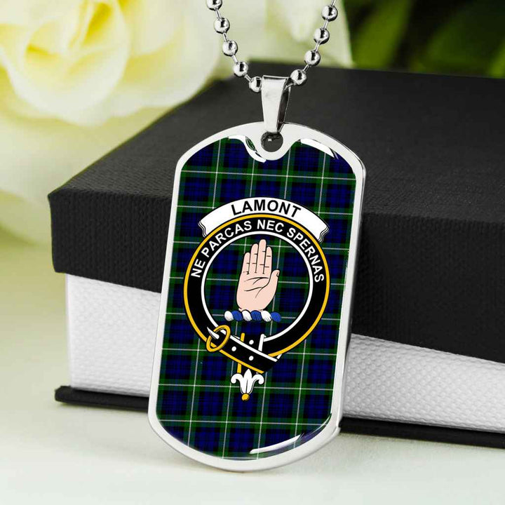 Scottish Lamont Clan Crest Tartan Military Dog Tag Necklace Tartan Plaid 5