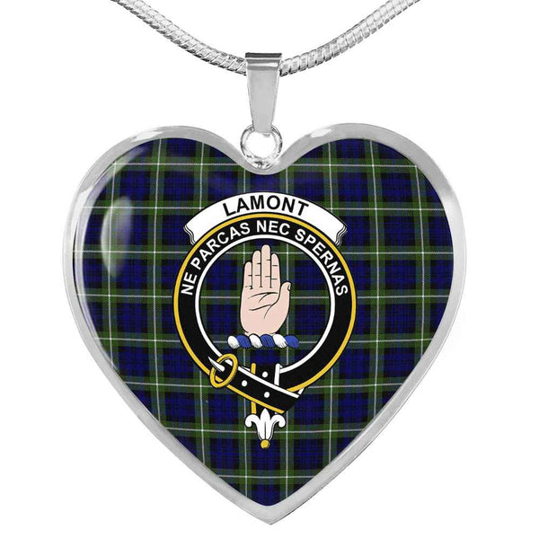 Scottish Lamont Clan Crest Tartan Necklace Heart Tartan Plaid 1