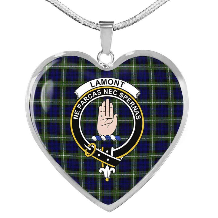 Scottish Lamont Clan Crest Tartan Necklace Heart Tartan Plaid 1